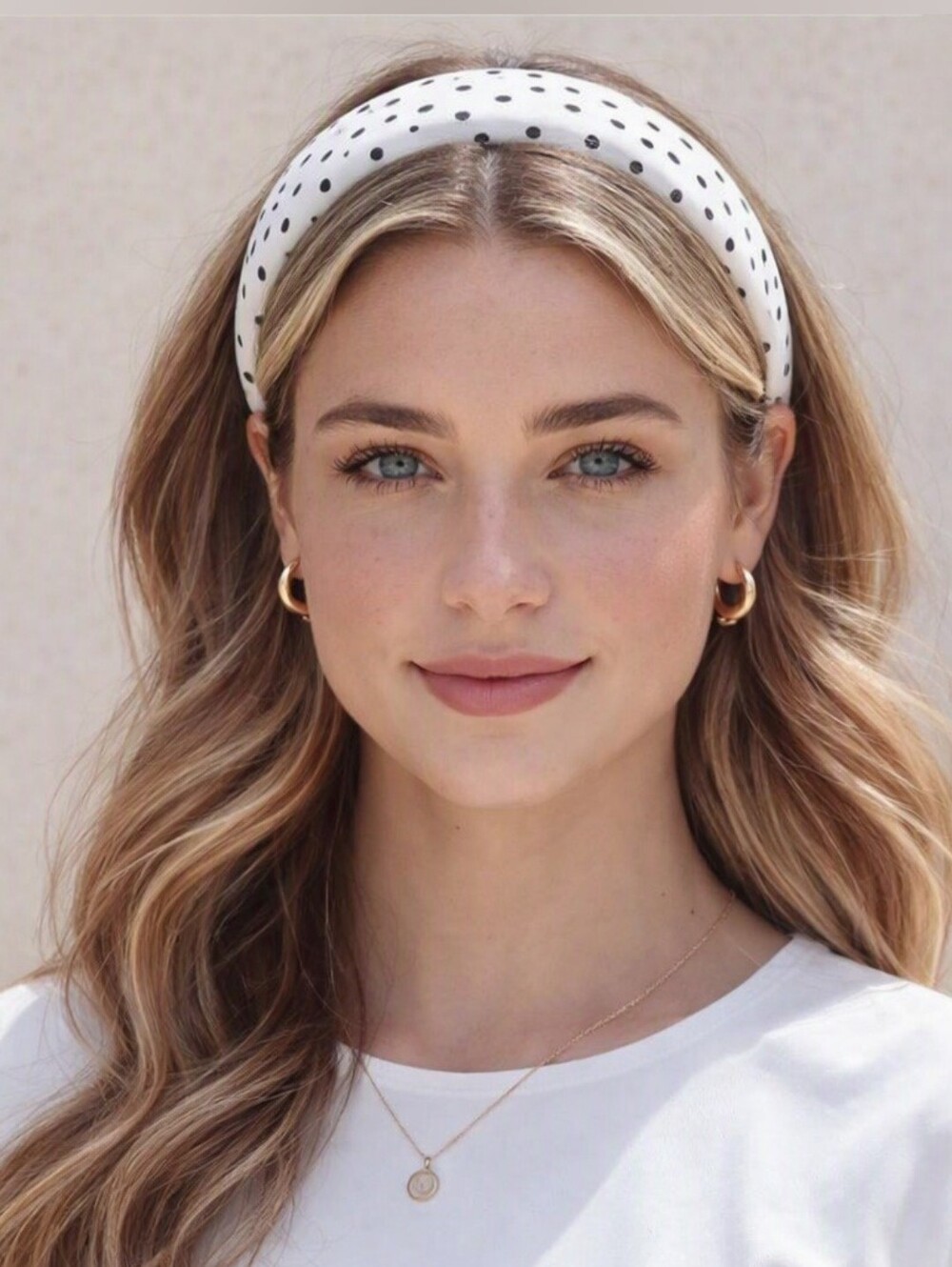 Chic & Sleek Polka Dot Padded Headband in White & Black
